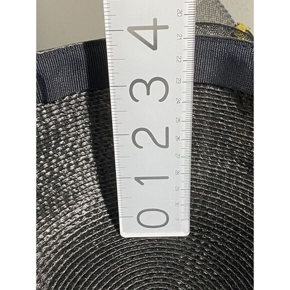 Black Woven Mesh Pillbox Hat Gold Trim bow Elegant Church Formal kentucky derby - Picture 7 of 7